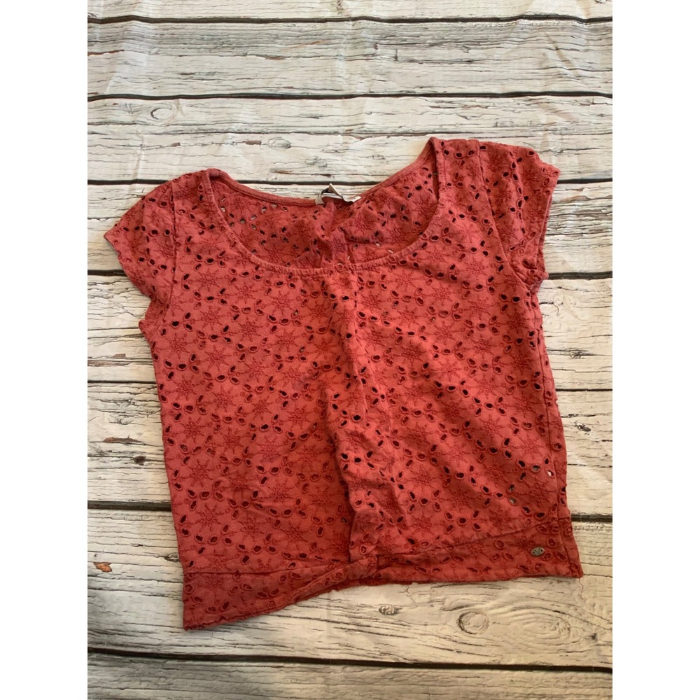 American Eagle Outfitters Terracotta Rust Orange Eyelet Lace Crop Top Small Boho